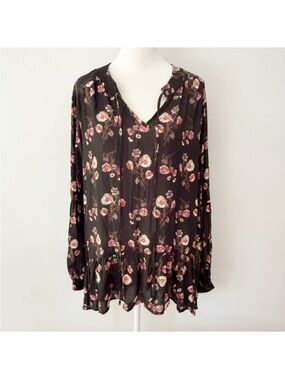 Falls Creek Women Y2K Floral Boho Long Sleeve Top 2X Bohemian Peasant Romantic